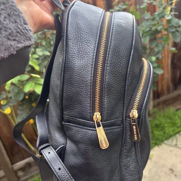 Authentic Michael kors black leather backpack purse